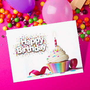 Postal Cupcake de Feliz Cumpleaños