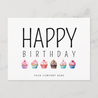 Postal Cupcake de Feliz Cumpleaños Empresarial Agregar Lo