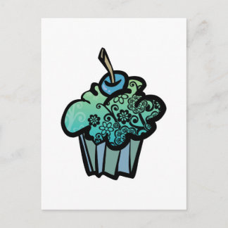 Postal cupcake de flores retro