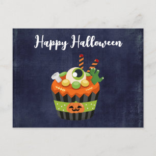 Postal Cupcake de Halloween lindo y espeluznante con un g