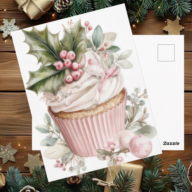 Postal Cupcake de Navidad Pastel Festivo y Elegante (Subido por el creador)