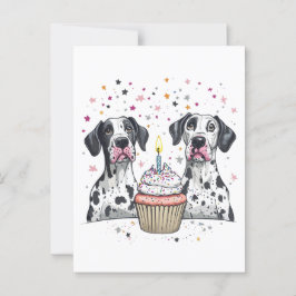Postal Cupcake de perros Gran Danés de cumpleaños