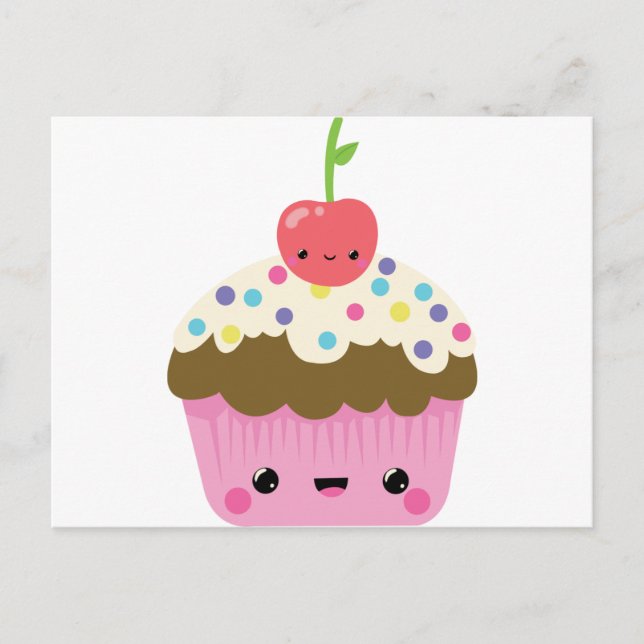 Postal Cupcake kawaii (Anverso)