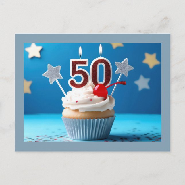 Postal Cupcake Personalizado con Velas Encendidas para Cu (Anverso)
