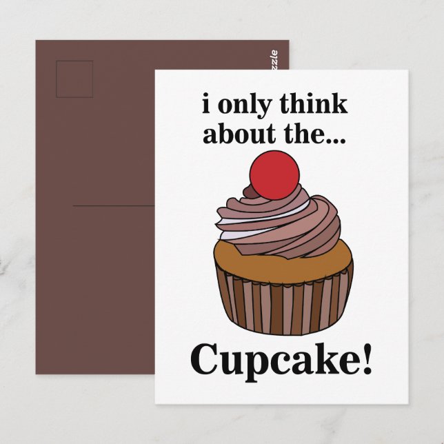 Postal Cupcake Solo Pienso En El Cupcake (Anverso / Reverso)