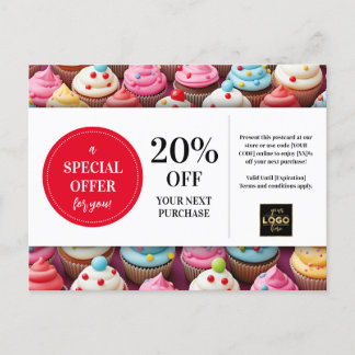 Postal Cupcakes Bakery Baker Personalizado descuento de c