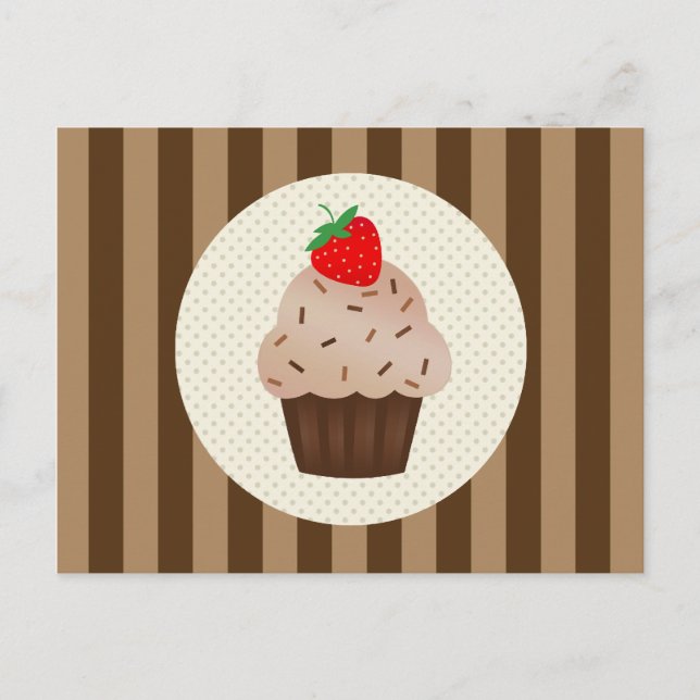 Postal Cupcakes Brown Stripes Design (Anverso)
