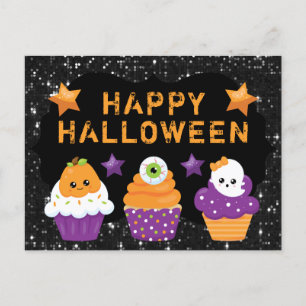 Postal Cupcakes de Halloween de Ojo de Fantasma de Calaba
