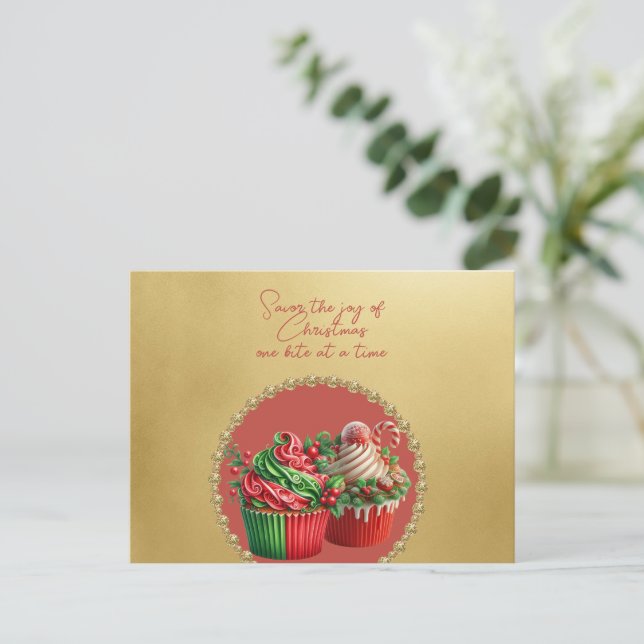 Postal Cupcakes de Navidad Sabor a Alegría (Anverso de pie)