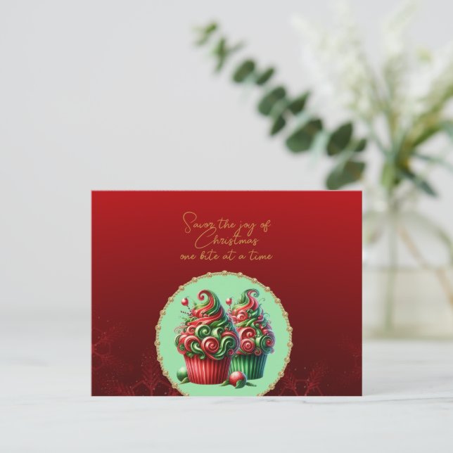 Postal Cupcakes de Navidad Sabor a la Alegría (Anverso de pie)