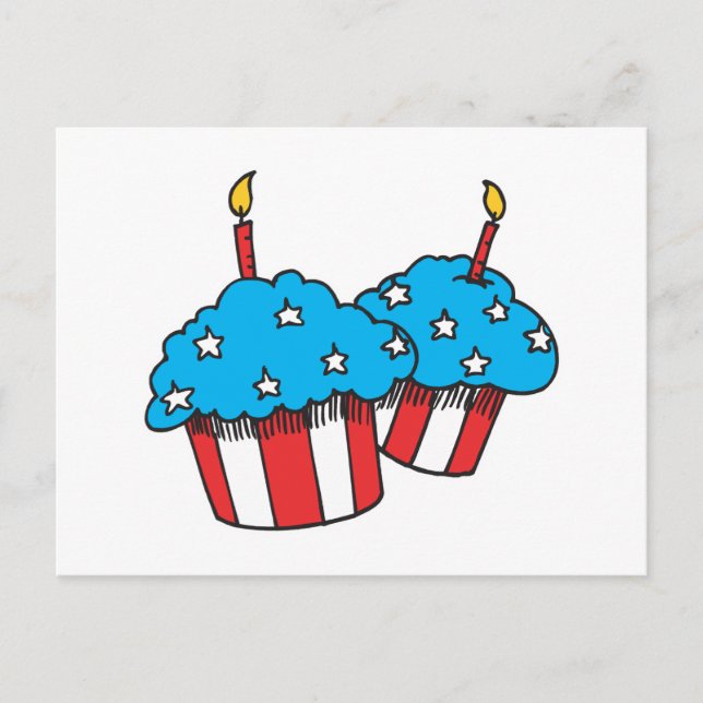 Postal Cupcakes patrióticos de EE. UU. (Anverso)