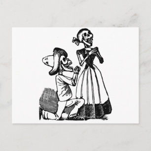 Postal Cupid Calavera, Skeleton Lovers c. Años 1900