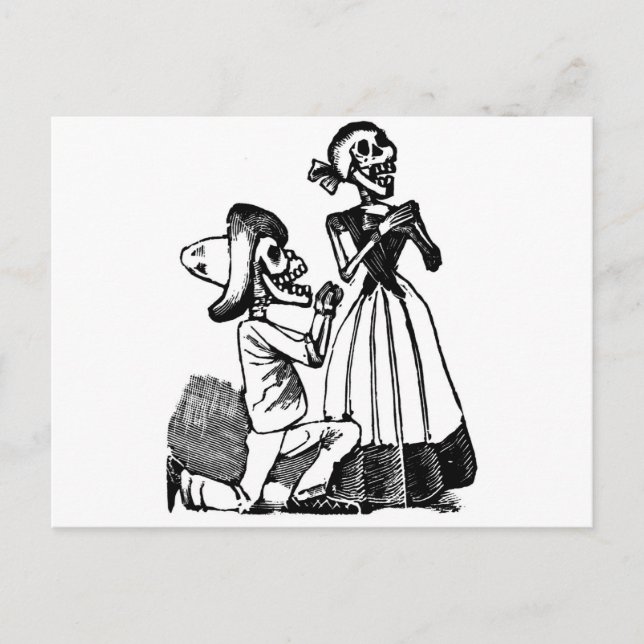 Postal Cupid Calavera, Skeleton Lovers c. Años 1900 (Anverso)