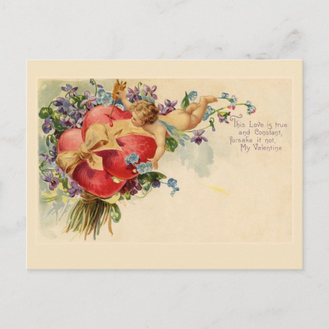 Postal Cupid Hearts Vintage Valentcard (Anverso)