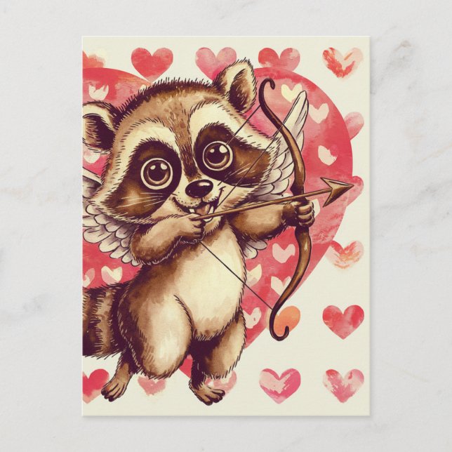 Postal Cupid Raccoon (Anverso)