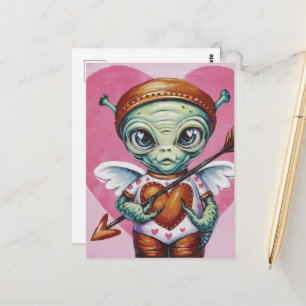 Postal Cúpido Alien de San Valentín
