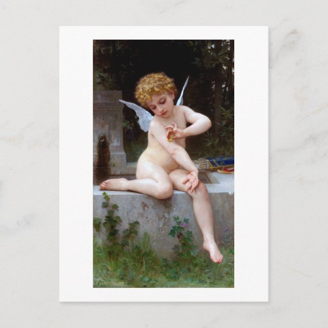 Postal Cupido con mariposa, Bouguereau (Anverso)