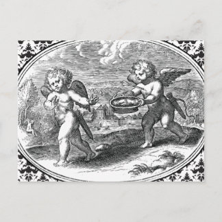 Postal Cupido en el amor Vintage Romántico Elegante Blanc