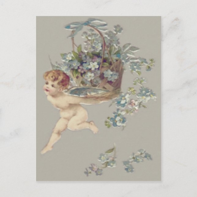 Postal Cupido Querubín Ángel Nomeolvides (Anverso)
