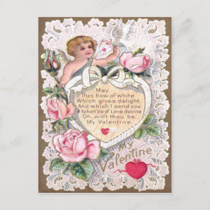 Postal Cupido Rosas Rosa Paloma Corazón Flecha