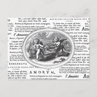 Postal Cupido vintage en amor Compromiso romántico Boda