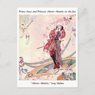 Postal Cupidos, princesa y príncipe en un fanático mágico