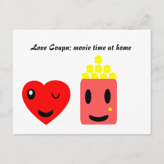 Postal Cupón de amor: tiempo de película en casa