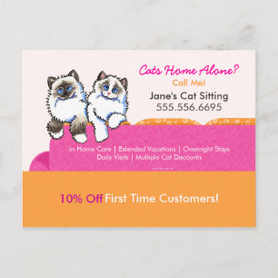 Postal Cupón de Cat Sitter Mailer Ad Ragdoll Couch Pink
