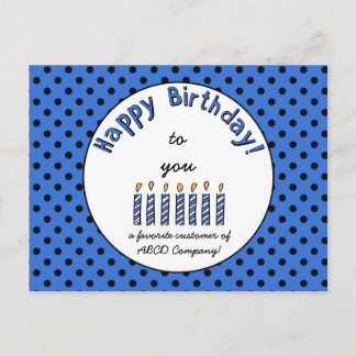 Postal Cupón de cumpleaños feliz de negocios Azul