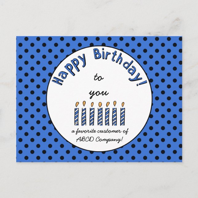 Postal Cupón de cumpleaños feliz de negocios Azul (Anverso)