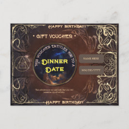 Postal Cupón de regalo de cumpleaños de fantasía vintage 