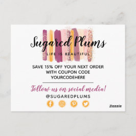 Postal Cupón de Thank You Plum Purple & Gold Paint Stroke