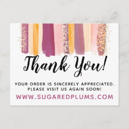 Postal Cupón de Thank You Plum Purple & Gold Paint Stroke
