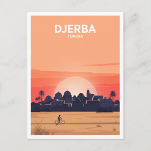 Postal Cúpulas blancas de Djerba bajo la puesta de sol de