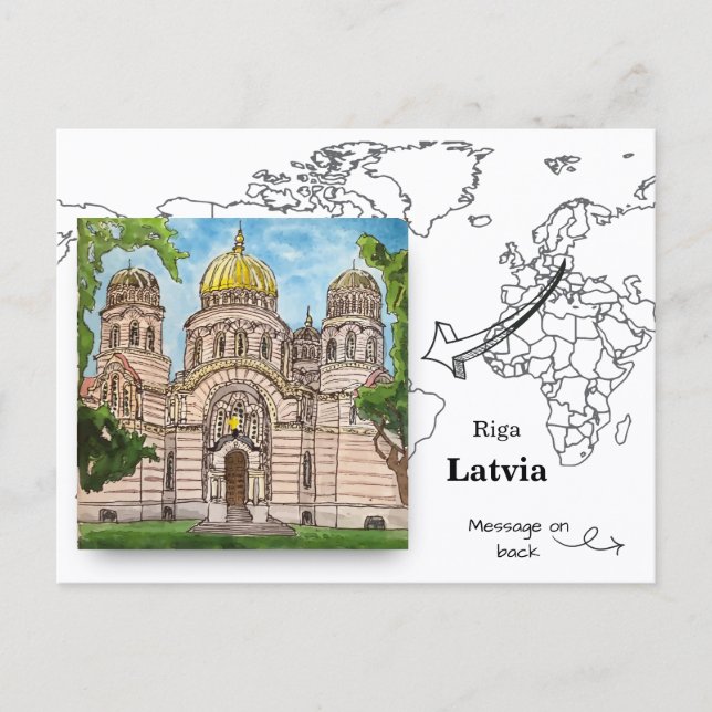 Postal Cúpulas doradas de Riga: La catedral ortodoxa (Anverso)