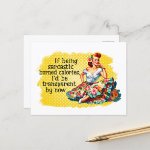 Postal Curiosa calorías de quemaduras sarcásticas de una 
