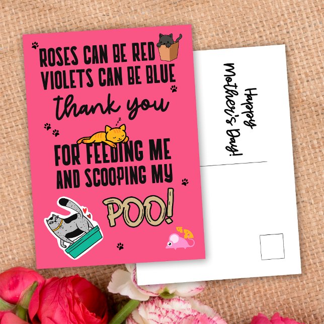 Postal Curiosa rosa, feliz día de la madre de un gato (Subido por el creador)