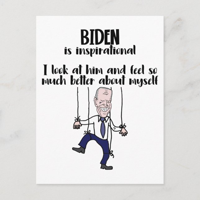Postal Curiosa sátira Inspiradora de marioneta anti Biden (Anverso)