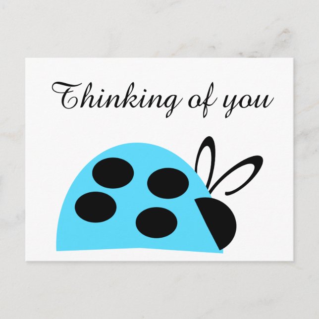 Postal Curiosa Turquesa Ladybug Pensando En Ti (Anverso)