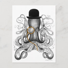 Postal Curiosidad del Gorra Octopus Monocle Bowler