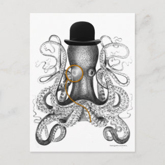 Postal Curiosidad del Gorra Octopus Monocle Bowler