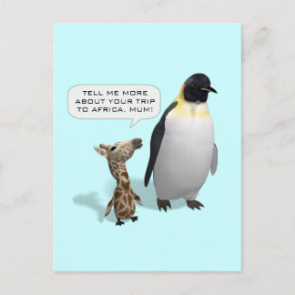 Postal Curioso bebé de jirafa