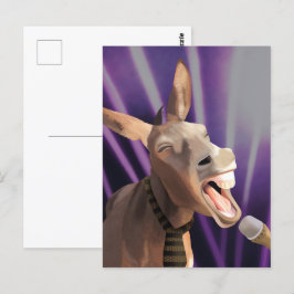 Postal Curioso canto Donkey Farm Animal Purple Background