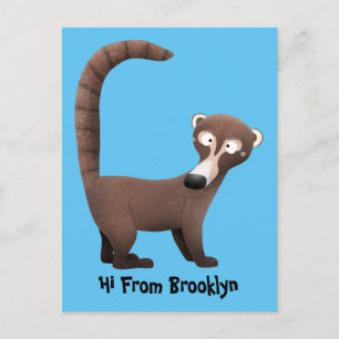 Postal Curioso ilustracion personalizado de coatimundi