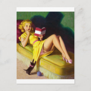 Postal Curioso Kitten Pin Up