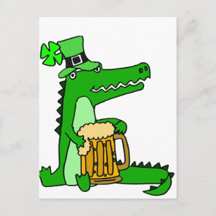 Postal Curioso lagarto con el arte del Día de la Cerveza