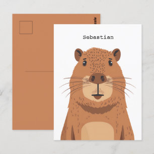 Postal Curioso retrato de Capibara