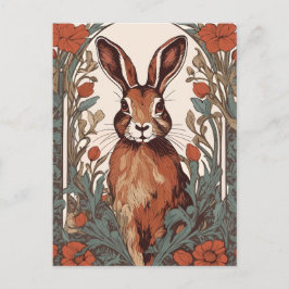 Postal Curious Hare William Morris Inspiró Floral