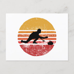 Postal Curling de piedra Curler Deportivo Curler Retro Vi