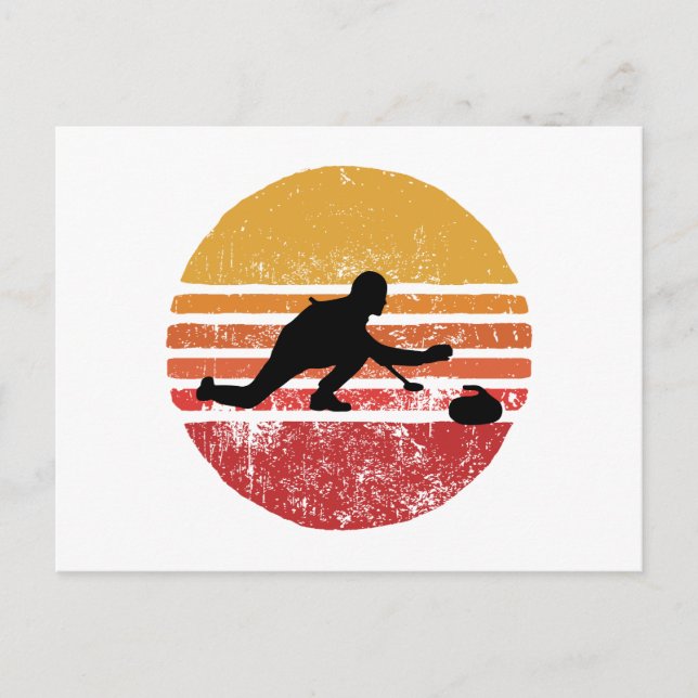 Postal Curling de piedra Curler Deportivo Curler Retro Vi (Anverso)